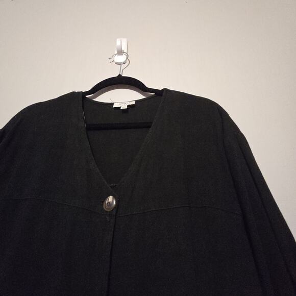 Umgee Linen Blend Jacket Womens MED Black Pockets Frayed Lagenlook Artsy Boho - Picture 5 of 11